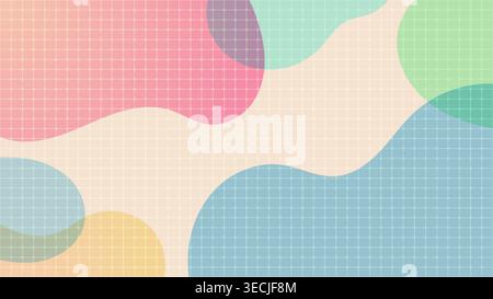 Abstract pastel background with organic shapes and white grid pattern for modern web design and creative presentation templates featuring soft fluid w Stock Vector