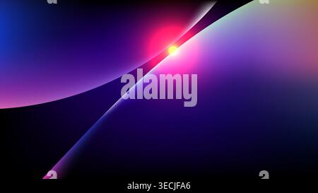 Abstract futuristic background with neon purple and blue curves featuring a glowing cosmic light flare for modern digital technology and elegant creat Stock Vector
