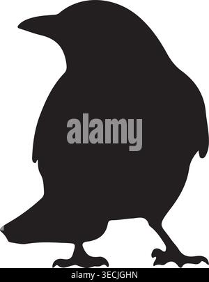Minimal Black Bird Silhouette Vector Standing Isolated on Light Background Stock Vector