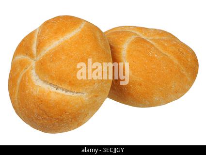 Two bread rolls isolated on white background Stock Photo