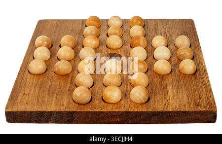 Marble solitaire isolated on white background Stock Photo