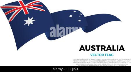 Flag of Australia. The elegant curves and realistic shading create a sense of motion Stock Vector