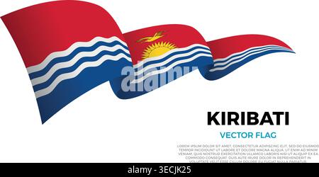Flag of Kiribati. The elegant curves and realistic shading create a sense of motion. Stock Vector
