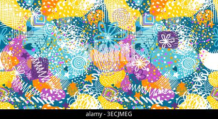 Seamless background abstract colorful bright children's. for packaging, textiles, decor, children's decoration . Hand drawn. Not AI, vector Stock Vector