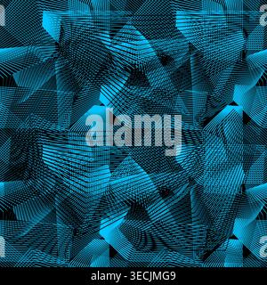 Seamless blue background of straight geometric lines . Hand drawn. Not AI, vector illustration. Stock Vector