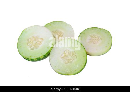 Cucumber slice isolated on white background. Cucumber Clipping Path. Full depth of field Stock Photo