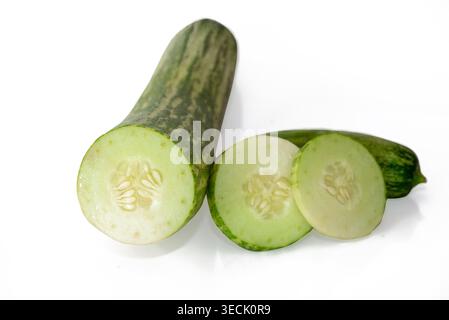 Cucumber slice isolated on white background. Cucumber Clipping Path. Full depth of field Stock Photo