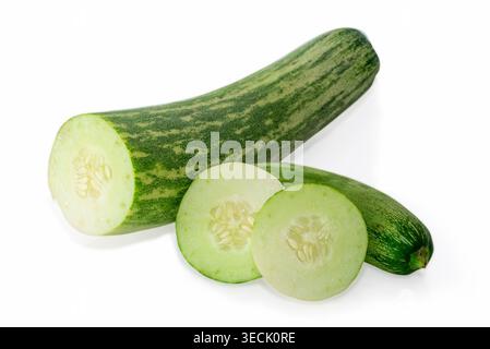 Cucumber slice isolated on white background. Cucumber Clipping Path. Full depth of field Stock Photo