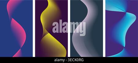Abstract fluid wave background banners with smooth gradient ribbons and colorful flowing lines. Stock Vector