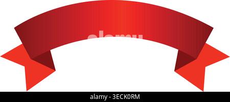Elegant red ribbon banner template with gradient effect for text headline design and promotional labels isolated on a transparent background for marke Stock Vector