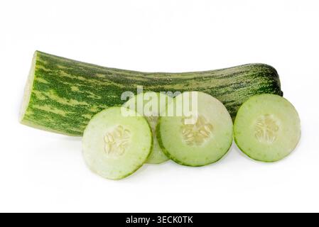 Cucumber slice isolated on white background. Cucumber Clipping Path. Full depth of field Stock Photo