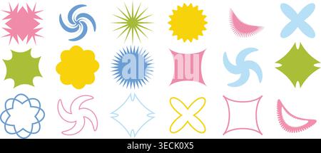 Set of colorful geometric vector shapes for creative design elements. Stock Vector