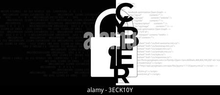Cybersecurity data protection blocks hacker inside compromised network security Stock Vector