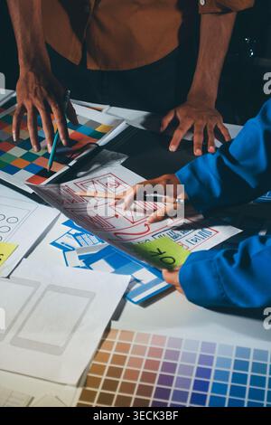UXUI design brainstorming session with sketches and digital tools Stock Photo