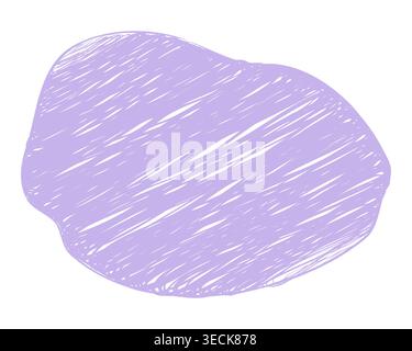 Hand drawn purple chalk stain. Blank speech bubble. Organic grunge banner shape, textbox. Pastel textured blotch. Vector illustration  Stock Vector