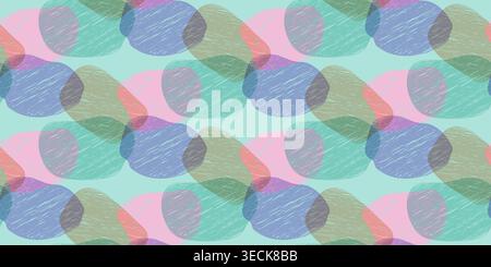 Seamless pattern with colorful chalk stains and risograph print effect. Colored analog overlay hand drawn texture. Vector illustration Stock Vector