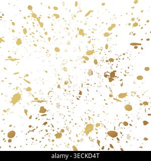 Golden drops of paint. Spots. Golden ink blots. Brush stroke. Spray. Pattern Stock Vector