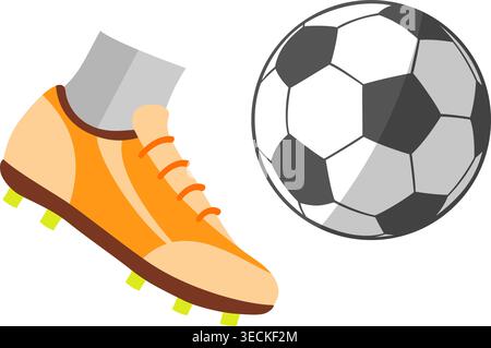Soccer and Football Flat Icon Set for Flyer, Poster, Web Site like Ball and Kick. Stock Vector