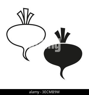 Beetroot, root icon set with outline and solid black styles, simple vegetable symbol collection isolated on white background for food design Stock Vector