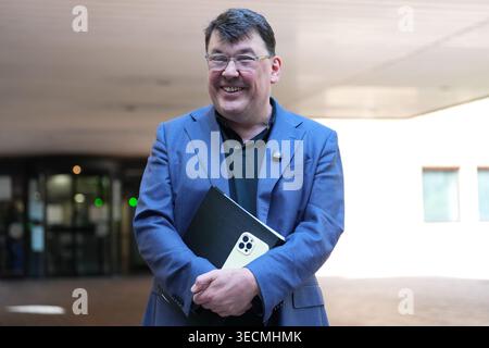 Graham Linehan speaking outside Southwark Crown Court, London, after he had his conviction for damaging the mobile phone of transgender activist Sophia Brooks overturned following an appeal hearing. Picture date: Friday May 1, 2026. Stock Photo