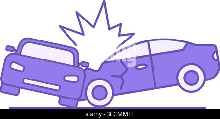 Colored Car Accident Icon. Vector Icon. Vehicle Collision. Road Traffic Regulations. Road Concept Stock Vector