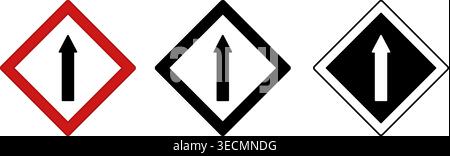 Signs Forward. Warning Road Signs. Up Arrow. Red, Black, and White Vector Icons Stock Vector