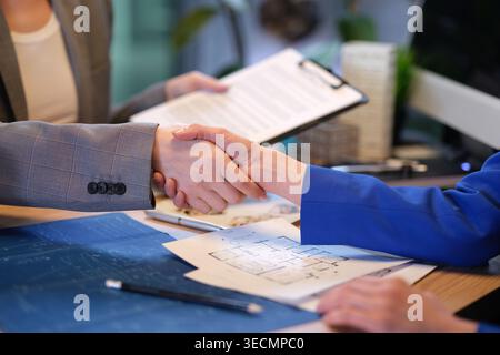 Business meeting for a successful partnership at a modern office in the heart of the city Stock Photo