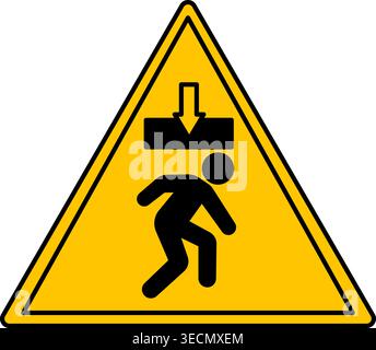 Yellow Risk of Crushing Sign. Vector Icon. A Man Under a Heavy Load. Danger Warning Sign Stock Vector