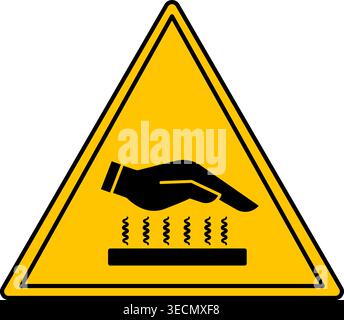 Yellow Sign Hot Surface. Vector Icon. Danger Warning Sign Stock Vector