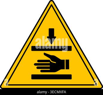Yellow Pinch Point Sign. Vector Icon. Hand Injury, Hand Crushing. Danger Warning Sign Stock Vector