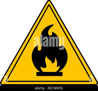 Yellow Sign Flammable. Vector Icon. Fire safety. Danger Warning Sign Stock Vector