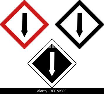 Backward Signs. Warning Road Signs. Red, Black, and White Vector Icons Stock Vector