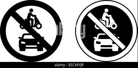 Signs All Motor Vehicles Prohibited. Warning Road Sign. Car and Person Riding Motorcycle. Vector Icon Stock Vector