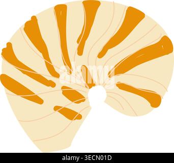 Nautilus Seashell vector illustration in a flat, cartoon style. Ideal for coastal-themed decor, summer events, and marine-related projects. Perfect fo Stock Vector