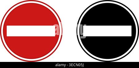 No Entry Signs. Warning Road Signs. Red, Black, and White Vector Icons Stock Vector