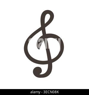 Music treble clef icon in minimal outline style Stock Vector