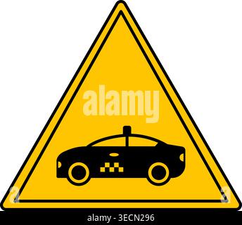 Yellow Sign Taxi Parking. Road Sign. Vector Icons Stock Vector