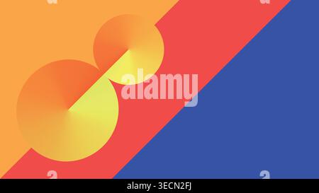 Circles and color gradient stripesin suprematism style. Abstract colorful wallpaper background Stock Vector