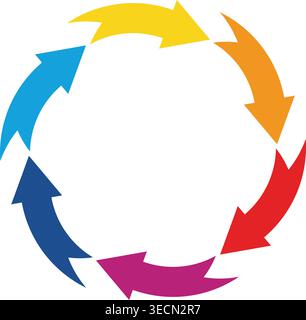 Colorful Circular Arrow Cycle – Rainbow Arrow Rotation Design Stock Vector