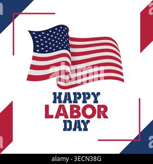Happy Labor Day – American Labor Day Flag Design Stock Vector