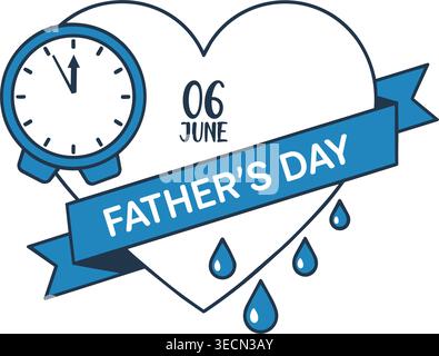 Father's Day Heart Design – Time and Love Typography Stock Vector