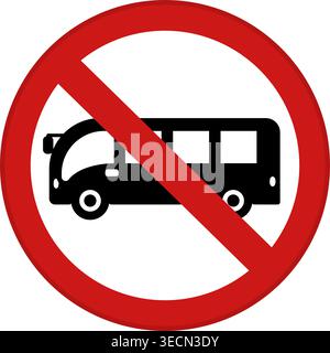 Red Sign No Entry for Bus. Warning Round Road Sign. Vector Icons Stock Vector