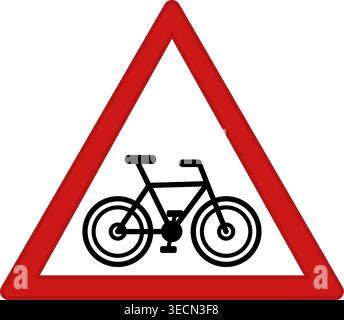 Red Sign Bicycle Parking. Warning Road Sign Vector Icons Stock Vector