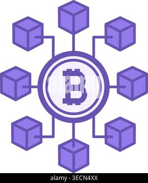 Blockchain Colored Icon. Cryptocurrency concept. Abstract Geometric Blockchain Network Technologies. Vector illustration Stock Vector