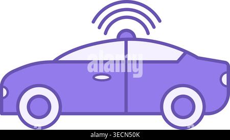 Autonomous Vehicle Color Icon. Vector Illustration of an Unmanned Car. Technology Concept Stock Vector