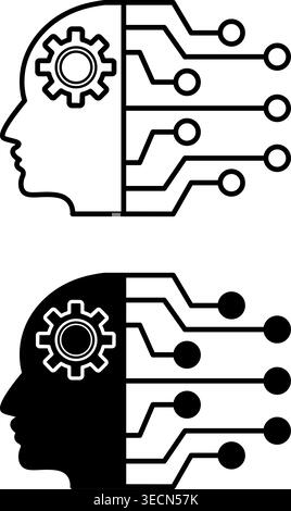 Humanoid icons. Smart Robot, Artificial Intelligence. Future Technologies Concept Stock Vector
