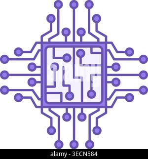 Circuit icon. Electronic Motherboard. Vector Illustration of Connected Lines and Dots. Technology Concept Stock Vector