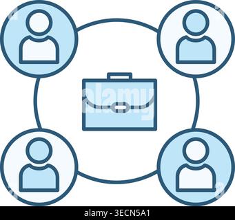 Colored Co-worker Icon. Work Colleagues and Business Bag. Business and Teamwork Concept Stock Vector