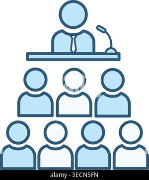 Conference Color Icon. Public Speaking to Colleagues. Teamwork Concept Stock Vector