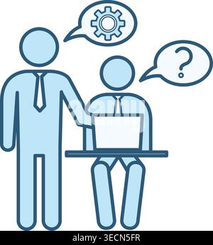 Colored Mentor Icon. Business Mentor Helps the Partner's Team. Business and Teamwork Concept Stock Vector